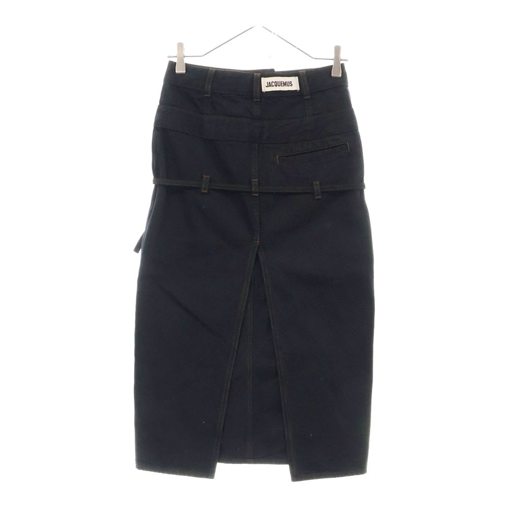JACQUEMUS(ジャックムス) La Jupe De Nimes Criollo Belted Denim Skirt ベルテッドデニムスカート 233DE032-1016-99B ブラック レディース