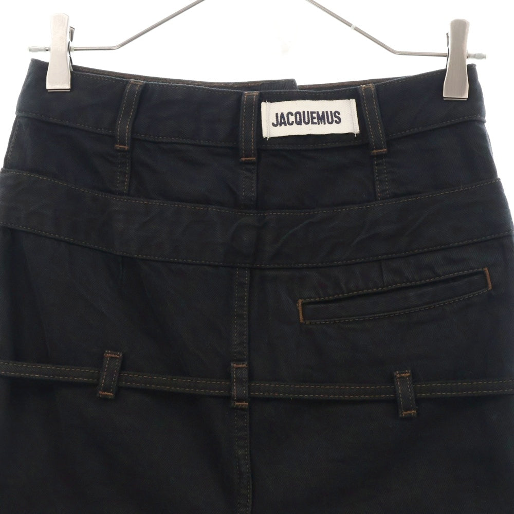 JACQUEMUS(ジャックムス) La Jupe De Nimes Criollo Belted Denim Skirt ベルテッドデニムスカート 233DE032-1016-99B ブラック レディース