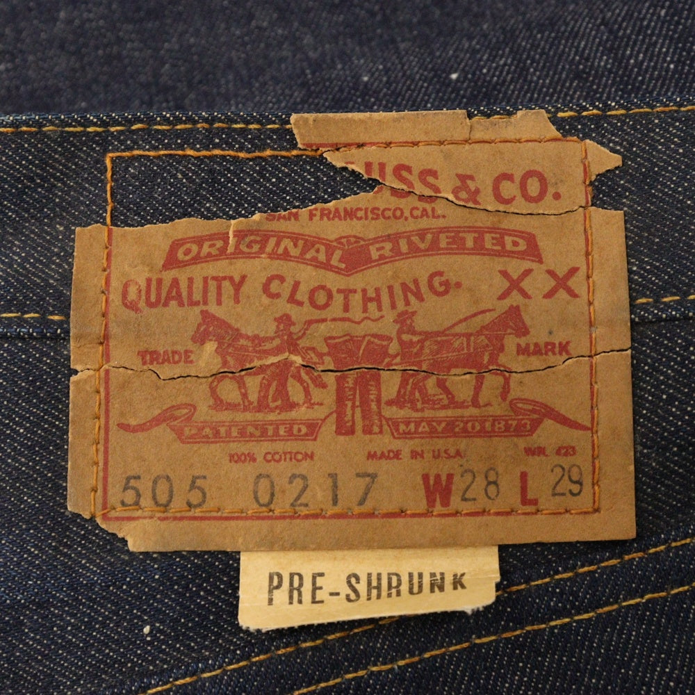 Levi's(リーバイス) 60~70s VINTAGE 505 BIGE ボタン裏刻印5 42TALON 紙パッチ ジップフライデニムパンツ インディゴ フラッシャー付き デットストック