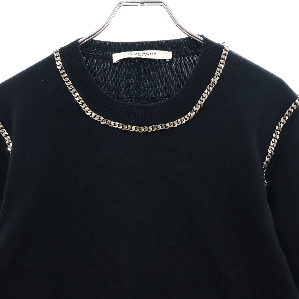 GIVENCHY(ジバンシィ) チェーン装飾 クルーネックニット 17S 7505 504 ネイビー レディース