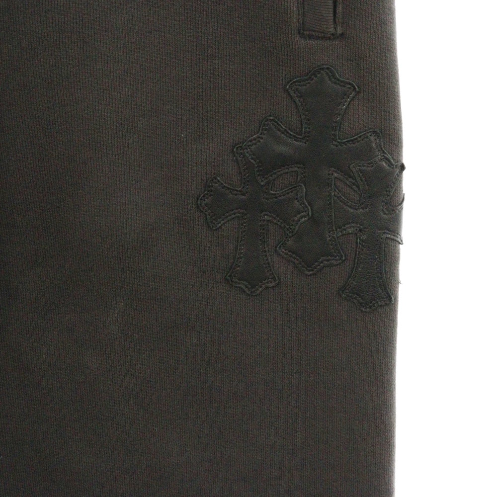 CHROME HEARTS(クロムハーツ) GRP Y NOT SWEAT PANTS ワイノット セメタリークロスレザーパッチ付きスウェットパンツ ブラック