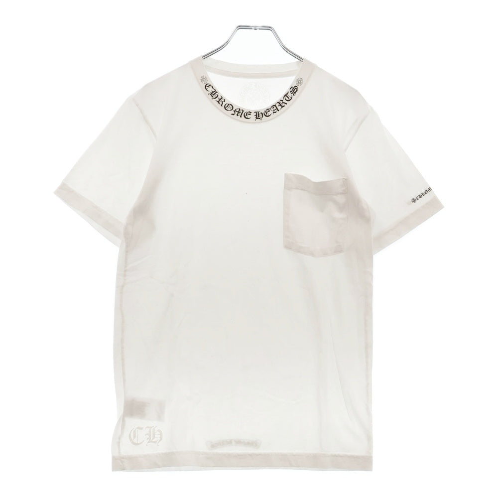 CHROME HEARTS(クロムハーツ) CH T-SHRT ネックロゴプリント半袖Tシャツ カットソー ホワイト