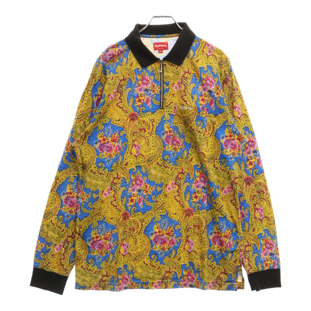 SUPREME(シュプリーム) 17AW Paisley L/S Polo ペイズリー柄 総柄 長袖シャツ イエロー