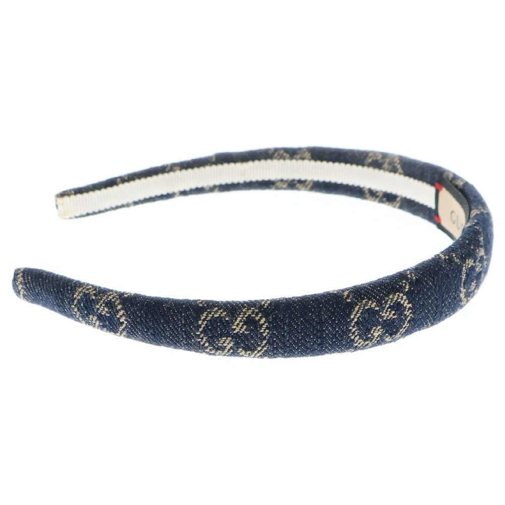 GUCCI(グッチ) GGデニムロゴ ウォッシュドデニム カチューシャ ヘアバンド インディゴ 652835 レディース