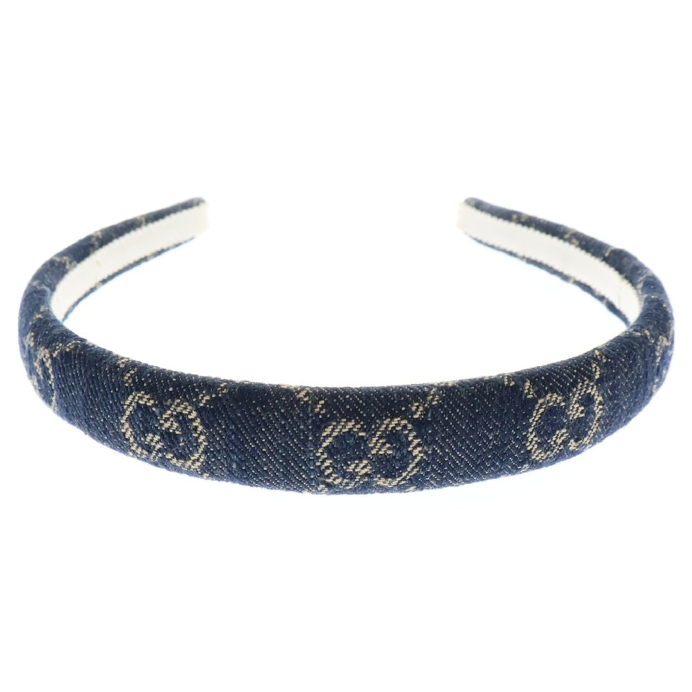 GUCCI(グッチ) GGデニムロゴ ウォッシュドデニム カチューシャ ヘアバンド インディゴ 652835 レディース