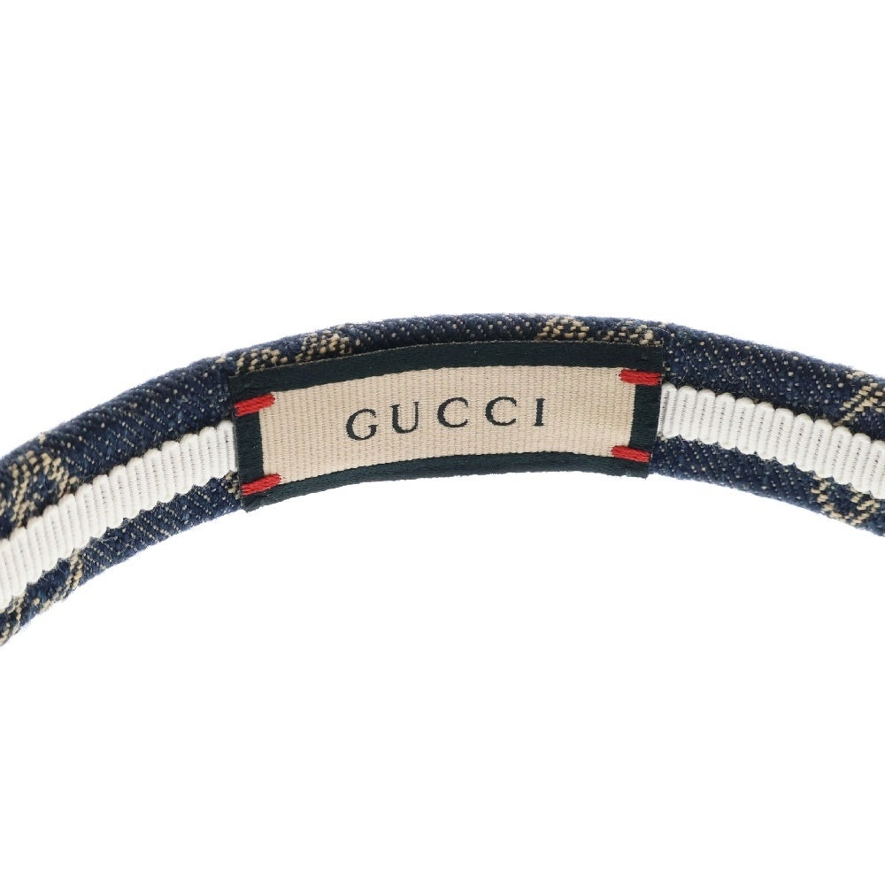 GUCCI(グッチ) GGデニムロゴ ウォッシュドデニム カチューシャ ヘアバンド インディゴ 652835 レディース