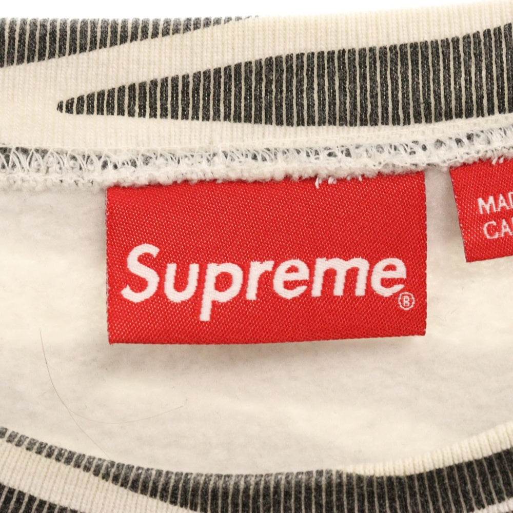 SUPREME(シュプリーム) 22AW BOX LOGO CREW ゼブラ柄 クルーネックスウェットトレーナー ブラック/ホワイト
