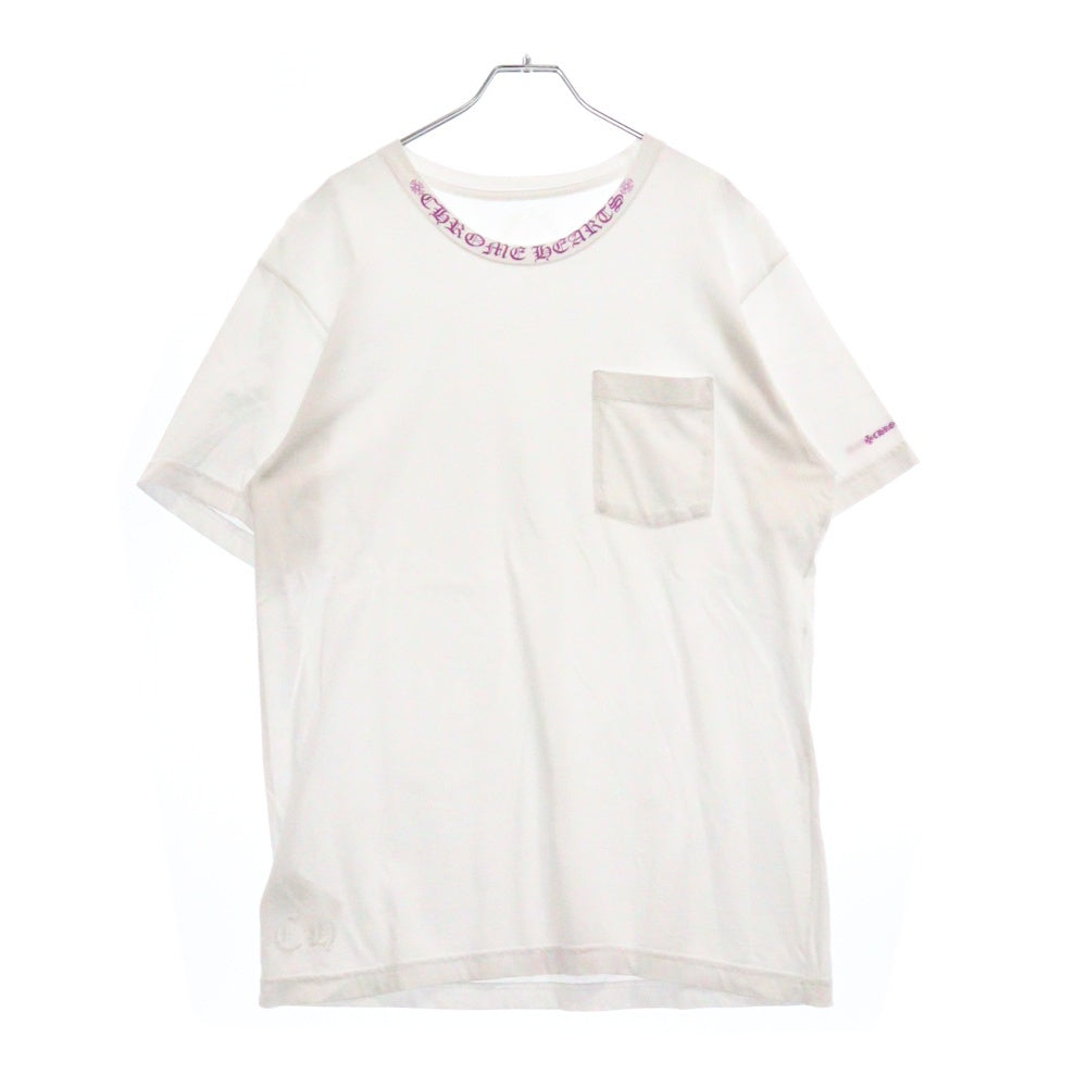 CHROME HEARTS(クロムハーツ) NECK LOGO S/S TEE ネック ロゴプリント 半袖Tシャツ カットソー ホワイト