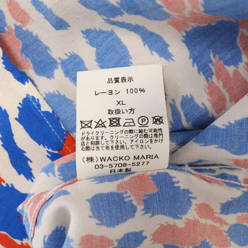 WACKO MARIA(ワコマリア) 22AW×MR.BROTHERS CUT CLUB HAWAIIAN SHIRT ミスターブラザーズ・カットクラブ レオパード柄ハワイアン半袖シャツ ホワイト/レッド/ブルー