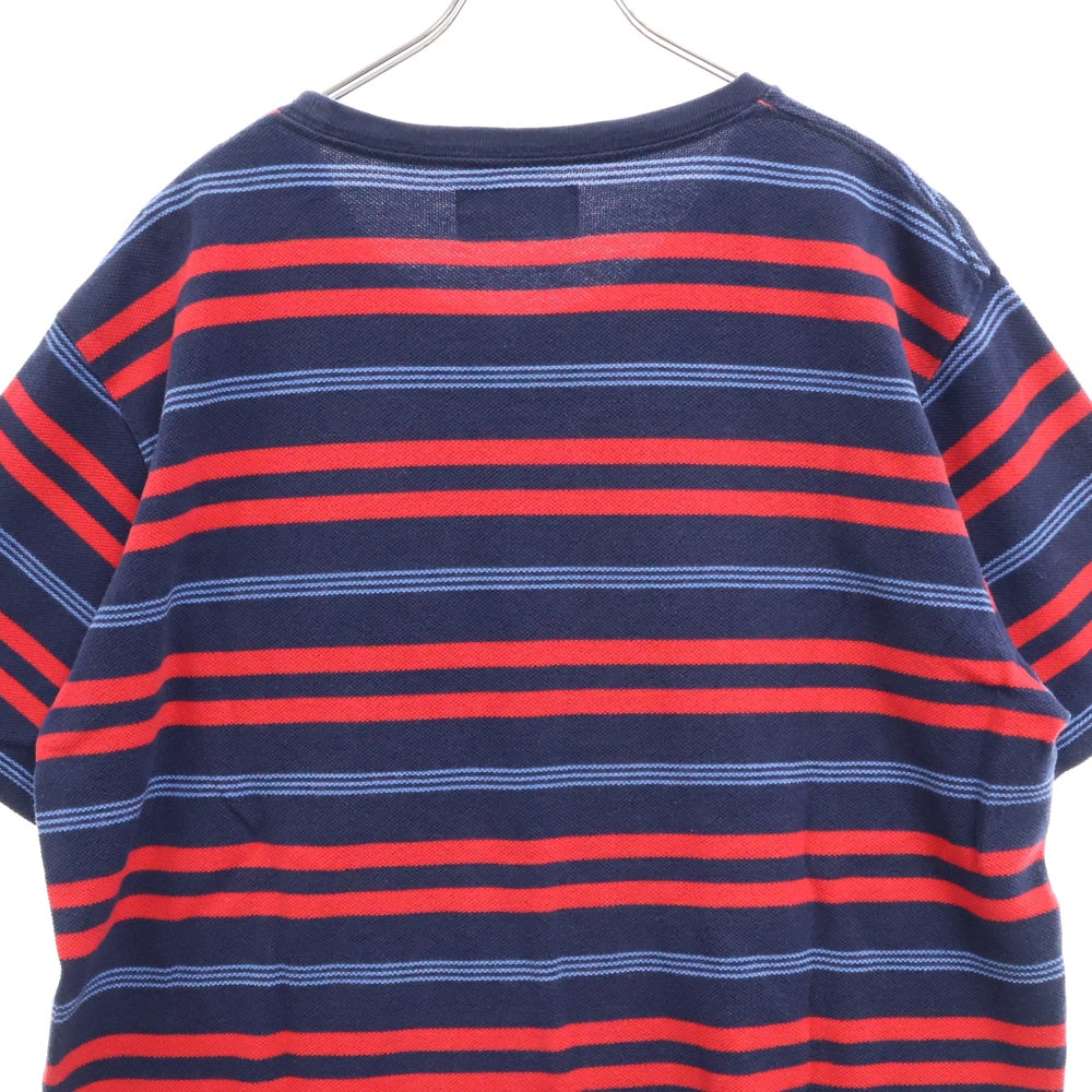 WACKO MARIA(ワコマリア) STRIPED CREW NECK T-SHIRT ストライプポケット半袖Tシャツ カットソー ネイビー/レッド