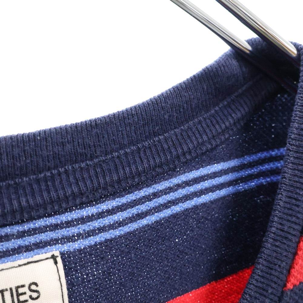 WACKO MARIA(ワコマリア) STRIPED CREW NECK T-SHIRT ストライプポケット半袖Tシャツ カットソー ネイビー/レッド