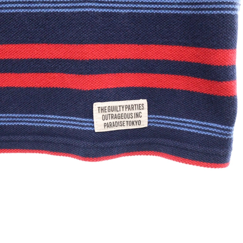 WACKO MARIA(ワコマリア) STRIPED CREW NECK T-SHIRT ストライプポケット半袖Tシャツ カットソー ネイビー/レッド