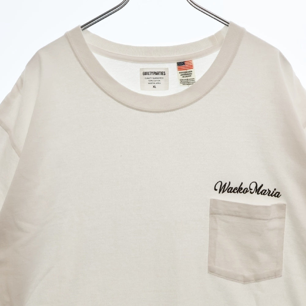 WACKO MARIA(ワコマリア) 24SS US FABRIC POCKET T-SHIRT 刺繍ロゴポケット半袖Tシャツ カットソー 24SS-WMT-OP01 ホワイト