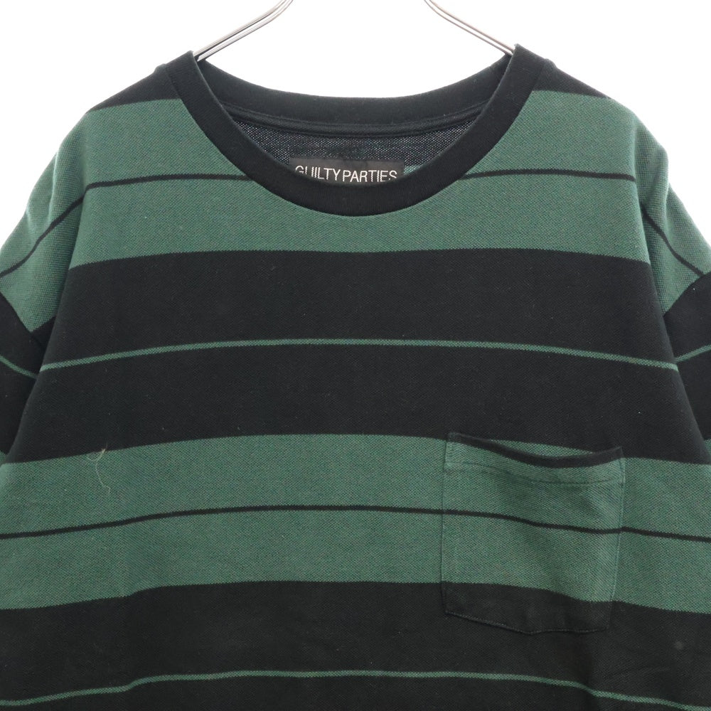 WACKO MARIA(ワコマリア) 23SS STRIPED T-SHIRT ストライプポケット半袖Tシャツ カットソー 23SS-WMS-SS01 グリーン/ブラック