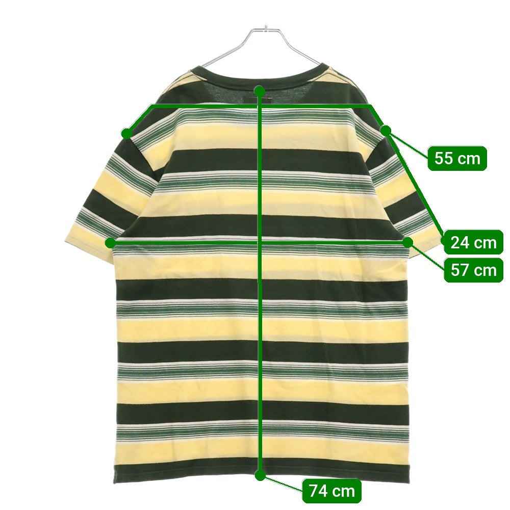 WACKO MARIA(ワコマリア) STRIPED CREW NECK T-SHIRT ストライプポケット半袖Tシャツ カットソー イエロー/グリーン