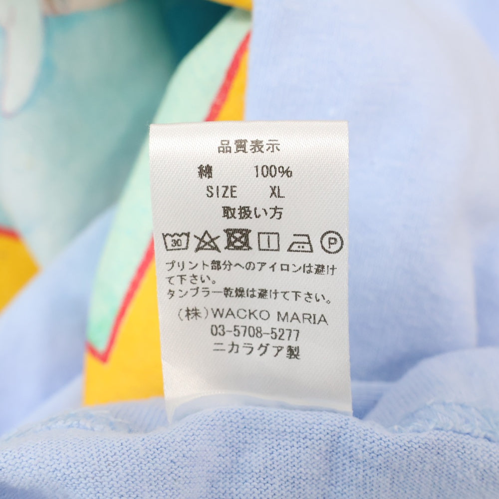 WACKO MARIA(ワコマリア) 24SS 世界平和プロジェクト CREW NECK T-SHIRT TYPE-5 プリント半袖Tシャツ カットソー 24SS-WMT-TEE06 ブルー