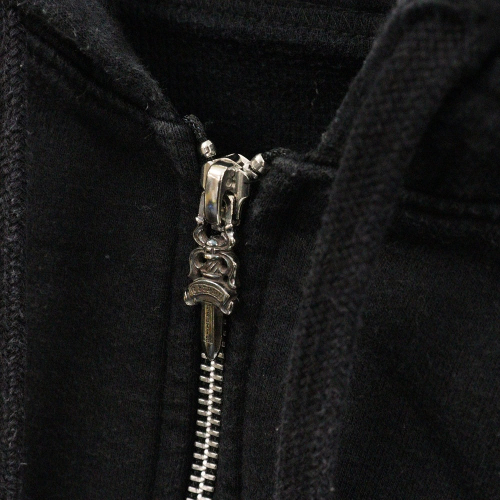 CHROME HEARTS(クロムハーツ) SWTSHRT HD ZIP バックアーチロゴプリント USA 裏地サーマル ジップパーカー ブラック