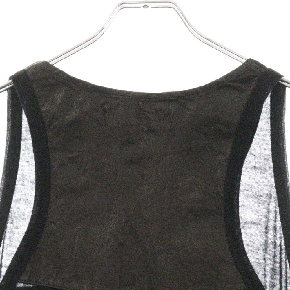 CHROME HEARTS(クロムハーツ) レザー切替 クロスパッチ付き ノースリーブカットソー ブラック レディース