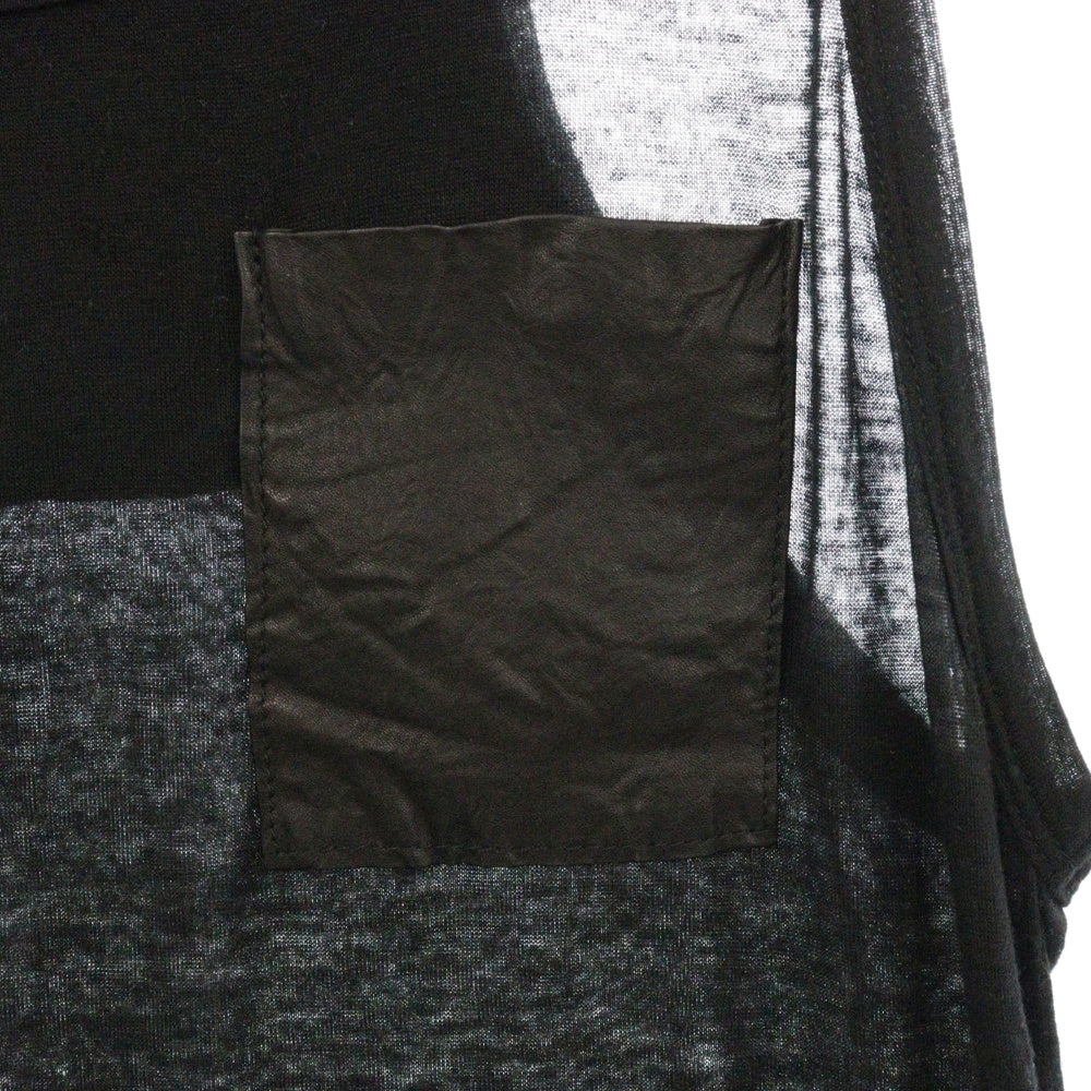 CHROME HEARTS(クロムハーツ) レザー切替 クロスパッチ付き ノースリーブカットソー ブラック レディース