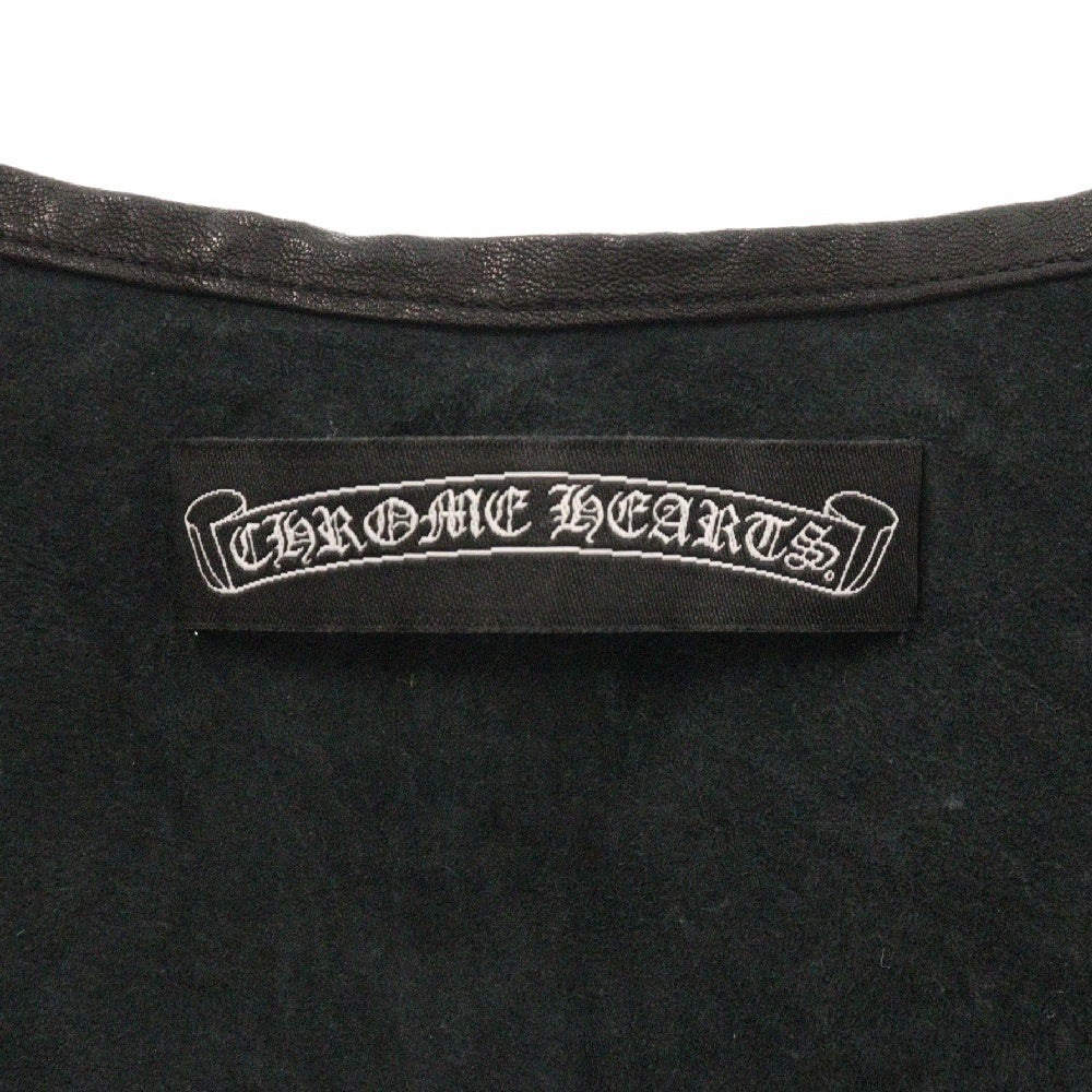 CHROME HEARTS(クロムハーツ) レザー切替 クロスパッチ付き ノースリーブカットソー ブラック レディース
