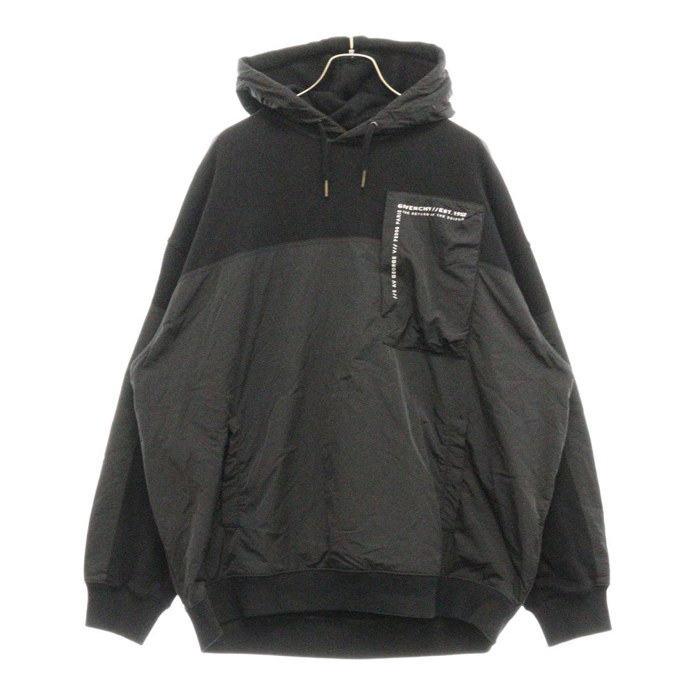 GIVENCHY(ジバンシィ) ロゴデザイン ナイロン切替 プルオーバーフーディ パーカー BMJ09D305B ブラック