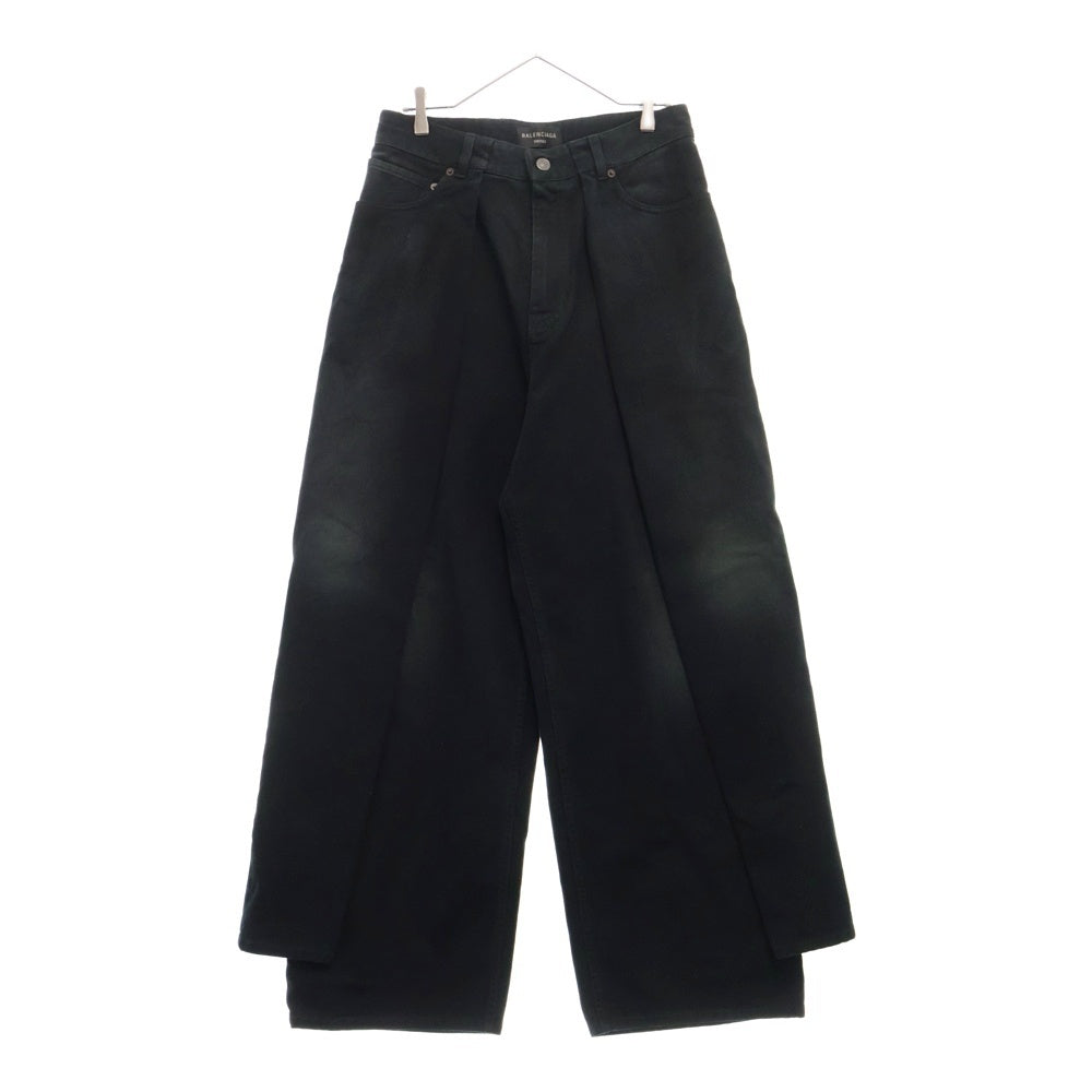 BALENCIAGA(バレンシアガ) 23AW DOUBLE SIDE TROUSERS ダブルサイドドッキングワイドデニムパンツ 767983 TNW65 ブラック