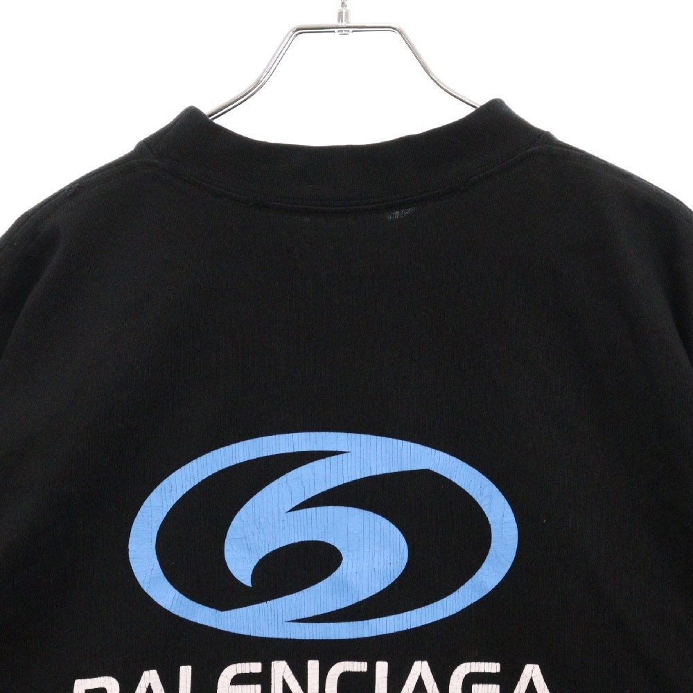 BALENCIAGA(バレンシアガ) 24SS SURFER Medium Fit Tee サーファーロゴヴィンテージ加工プリント半袖Tシャツ 764235 TPVU6 ブラック