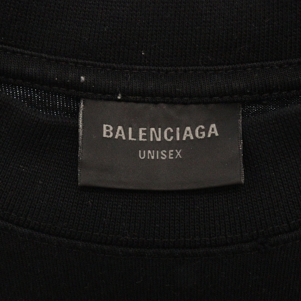 BALENCIAGA(バレンシアガ) 24SS SURFER Medium Fit Tee サーファーロゴヴィンテージ加工プリント半袖Tシャツ 764235 TPVU6 ブラック
