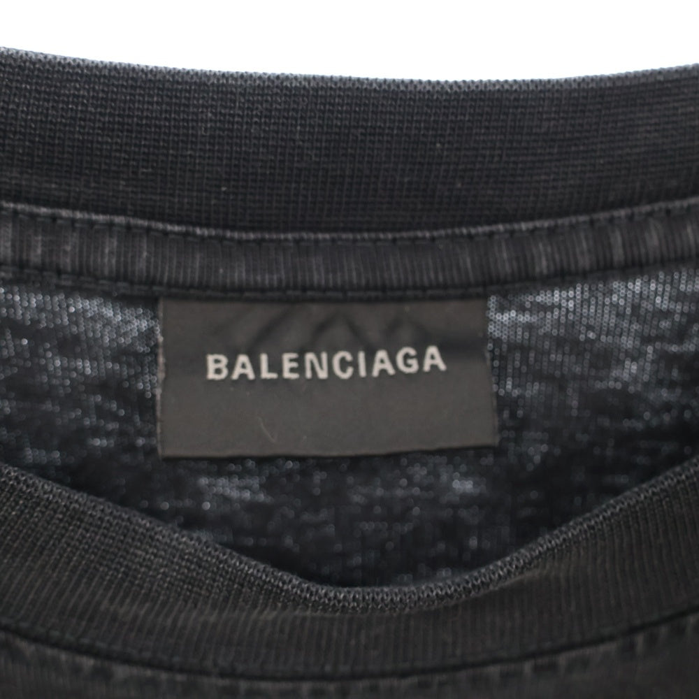 BALENCIAGA(バレンシアガ) 23AW ミディアムフィット バックラインストーンロゴ半袖Tシャツ 641675 TNVU3 ブラック
