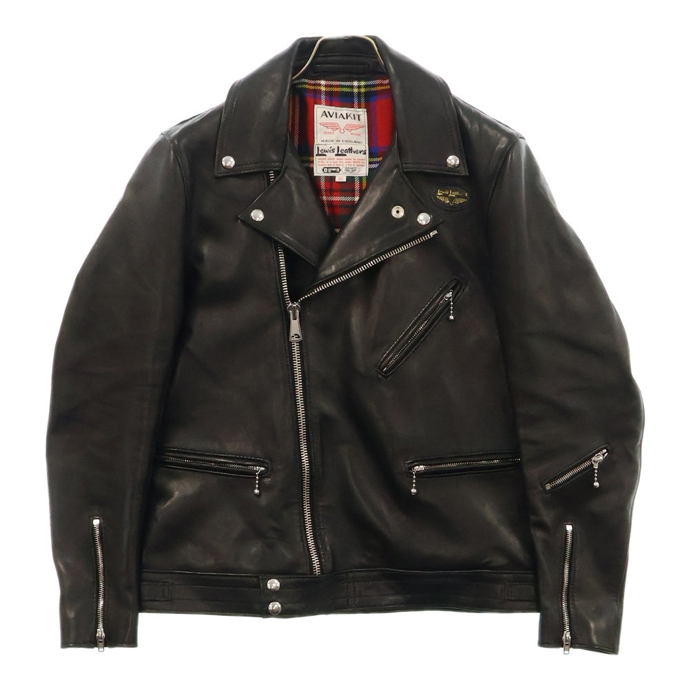 Lewis Leathers(ルイスレザー) 441TR CYCLONE JACKET サイクロン タータンチェック タイトフィット シープスキンダブルライダースジャケット ブラック