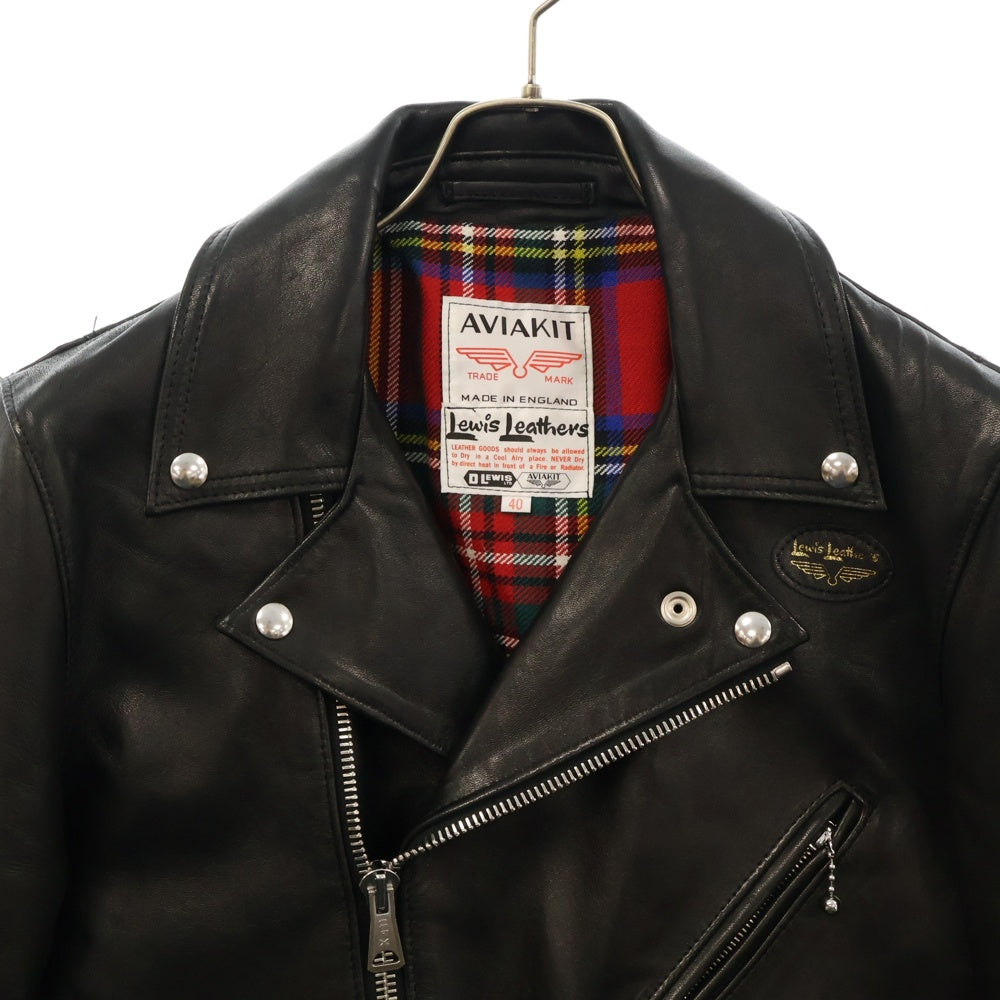 Lewis Leathers(ルイスレザー) 441TR CYCLONE JACKET サイクロン タータンチェック タイトフィット シープスキンダブルライダースジャケット ブラック