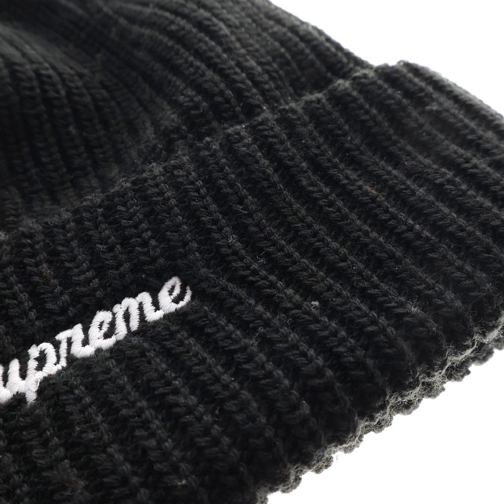 SUPREME(シュプリーム) 23AW Loose Gauge Beanie ロゴ刺繍 アクリル ニットキャップ ビーニー 帽子 ブラック