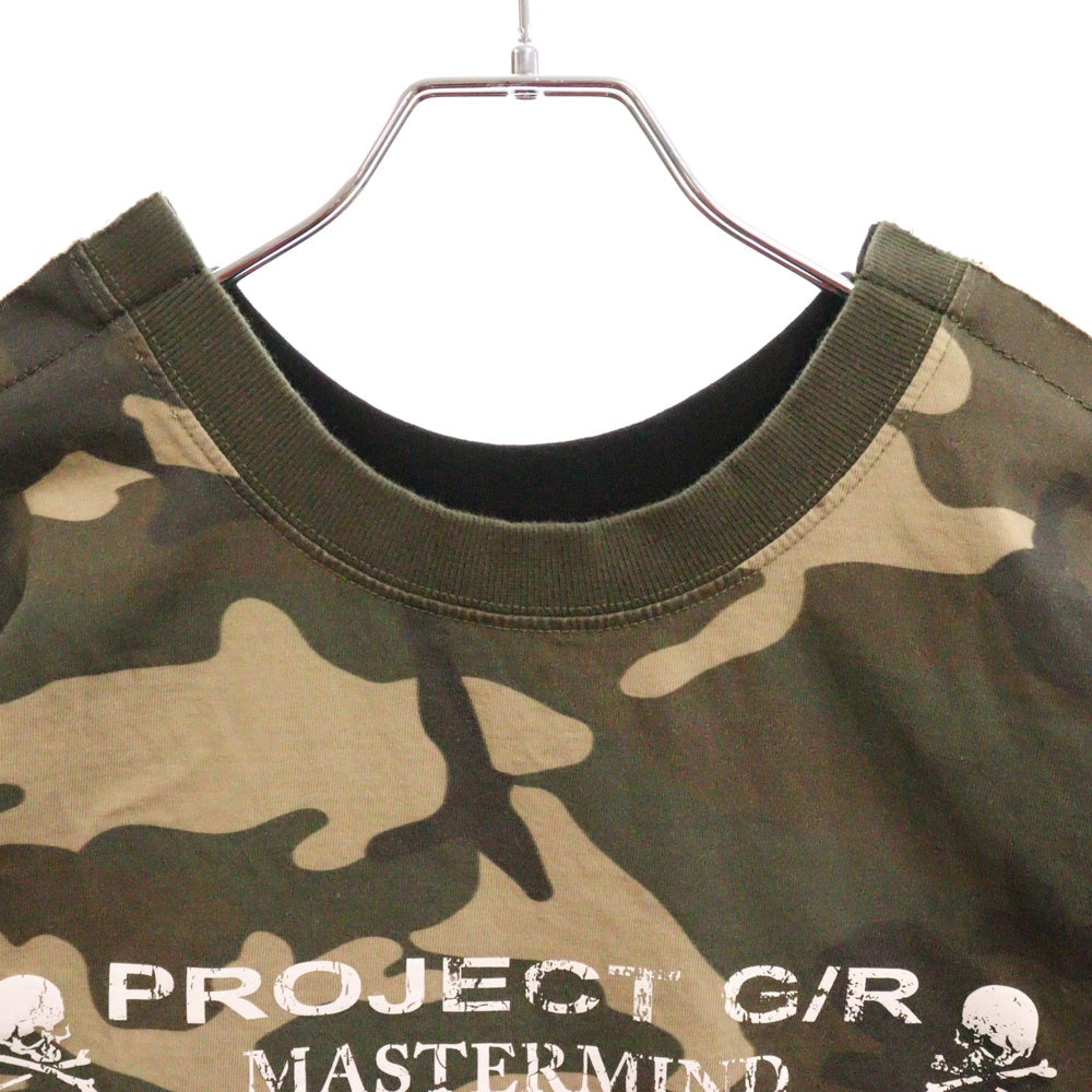 PROJECT G/R(プロジェクトジーアール) 25SS×mastermind JAPAN TWO FACED OUTSEAM T-SHIRT マスターマインドジャパン ツーフェイスアウトシーム 半袖Tシャツ PG25SSMJ02 ブラック/カーキ