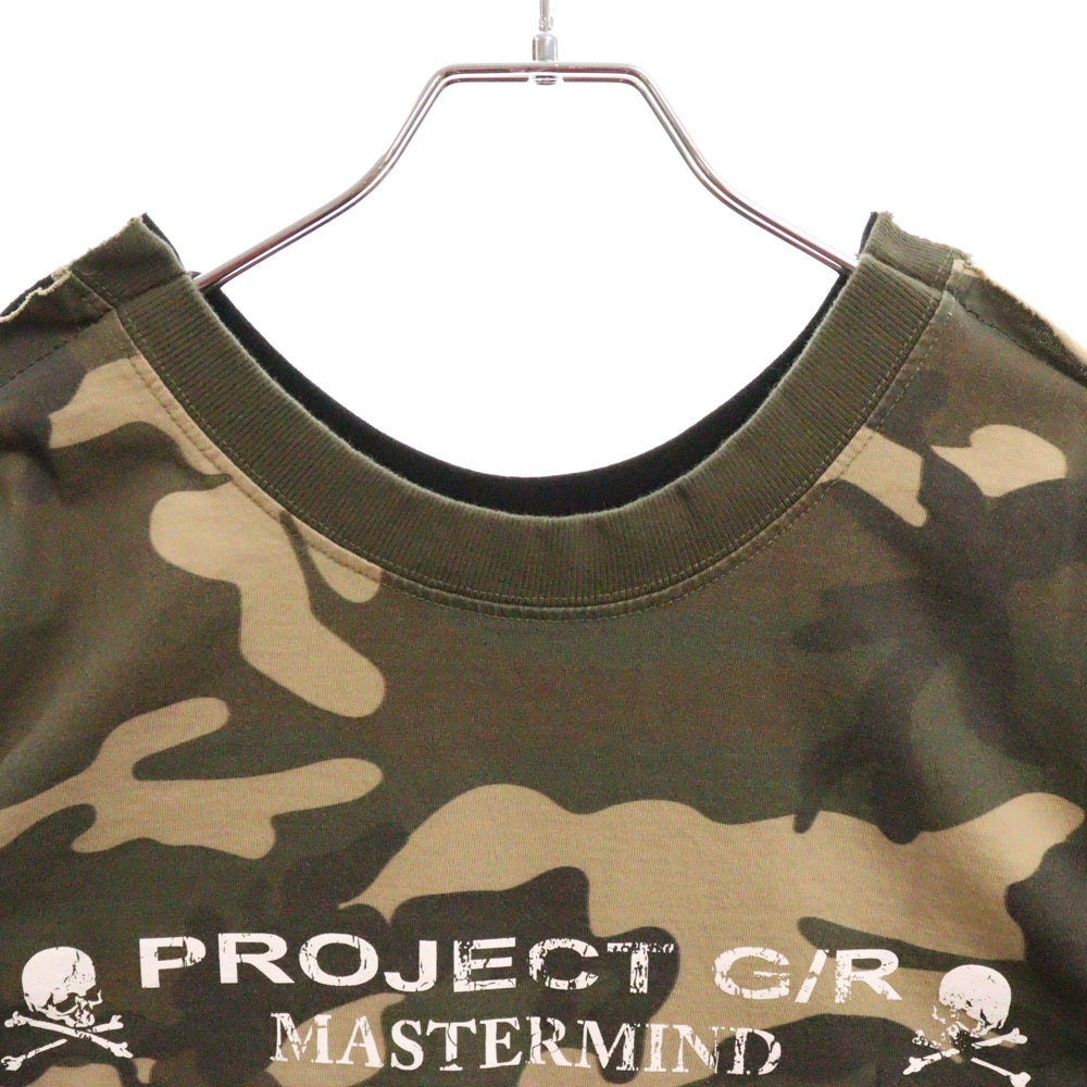 PROJECT G/R(プロジェクトジーアール) 25SS×mastermind JAPAN TWO FACED OUTSEAM T-SHIRT マスターマインドジャパン ツーフェイスアウトシーム 半袖Tシャツ PG25SSMJ02 ブラック/カーキ