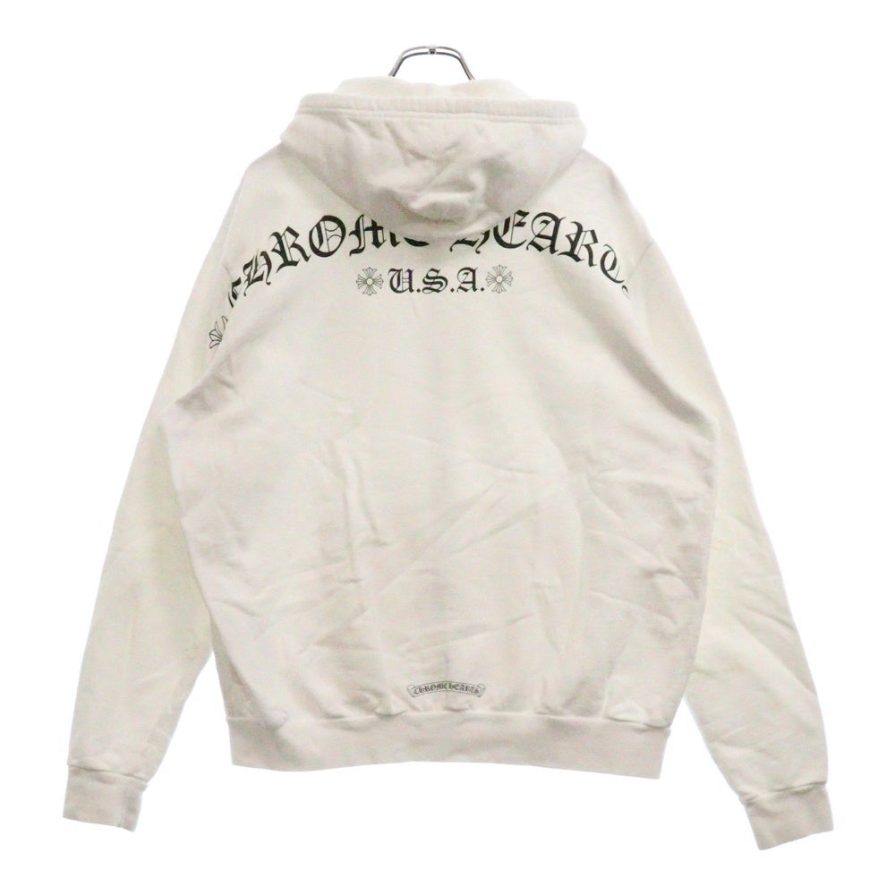 CHROME HEARTS(クロムハーツ) SWTSHRT HD ZIP T BAR バックアーチロゴプリント USA ジップパーカー ホワイト
