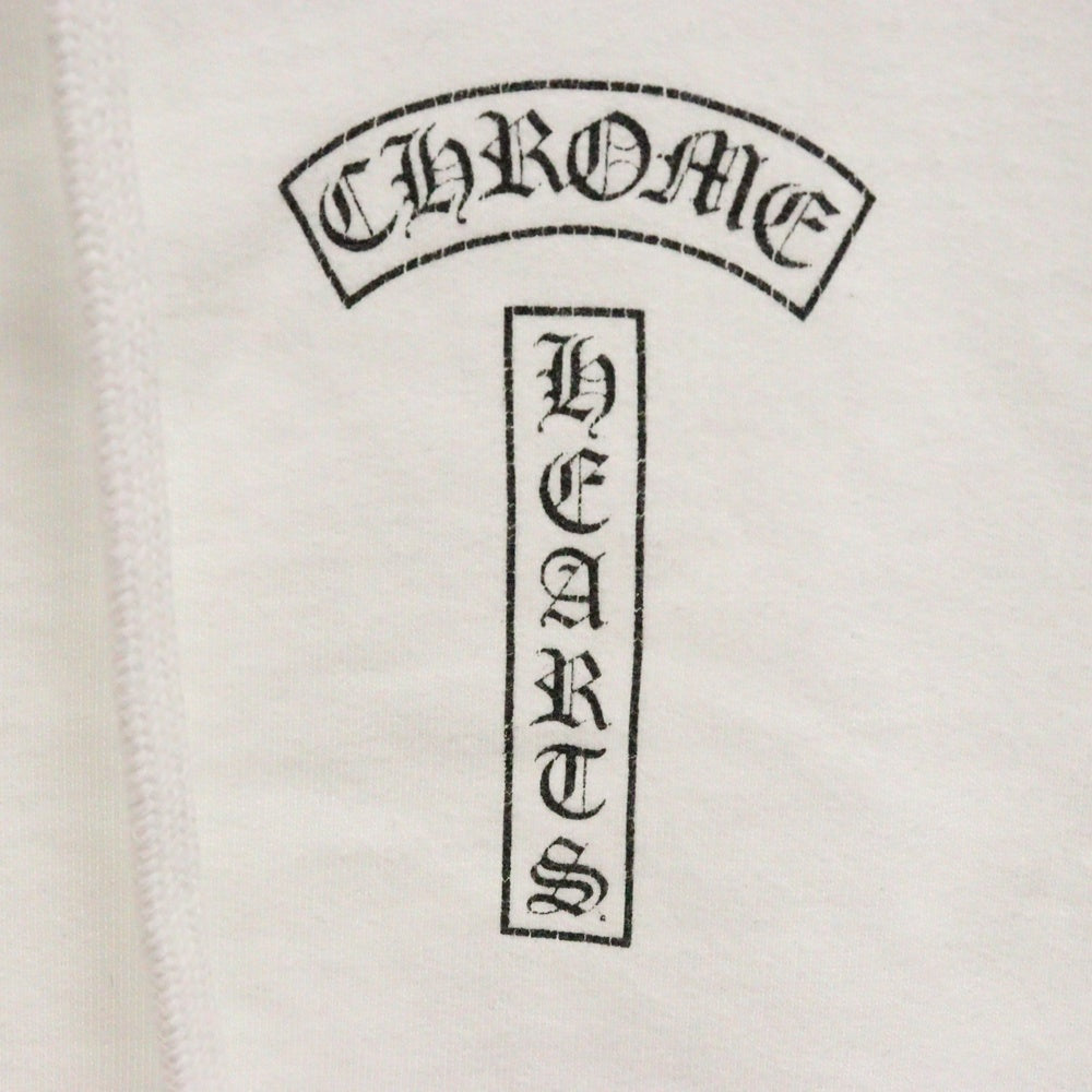 CHROME HEARTS(クロムハーツ) SWTSHRT HD ZIP T BAR バックアーチロゴプリント USA ジップパーカー ホワイト