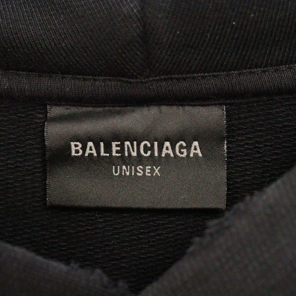 BALENCIAGA(バレンシアガ) 22AW Be Different Popover Hoody アップルロゴ ヴィンテージ加工レイヤードプルオーバーフーディーパーカー 720406 TNVB4 ブラック/ネイビー