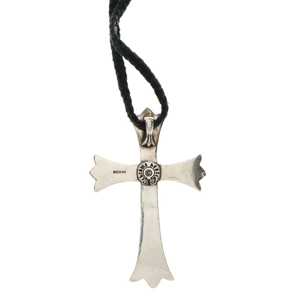 CHROME HEARTS(クロムハーツ) CH CRS LG BC ラージCHクロスペンダント Wボロチップ レザーブレイドネックレス シルバー BCA214