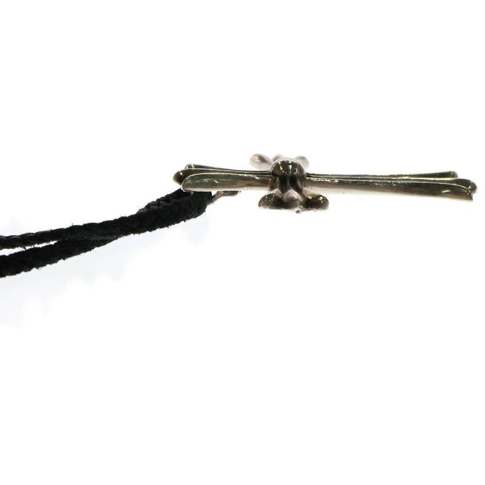CHROME HEARTS(クロムハーツ) CH CRS LG BC ラージCHクロスペンダント Wボロチップ レザーブレイドネックレス シルバー BCA214