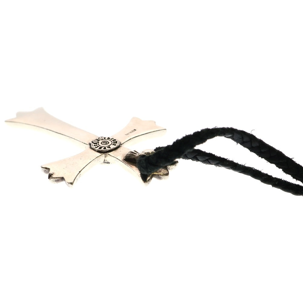 CHROME HEARTS(クロムハーツ) CH CRS LG BC ラージCHクロスペンダント Wボロチップ レザーブレイドネックレス シルバー BCA214