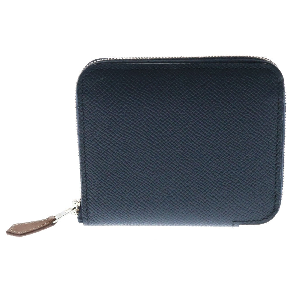 HERMES(エルメス) Azap Silk'In Compact アザップ シルクイン ラウンドジップコンパクトウォレット 財布 B刻印 ヴォーエプソン/シルク ブルーインディゴ/ネイビー