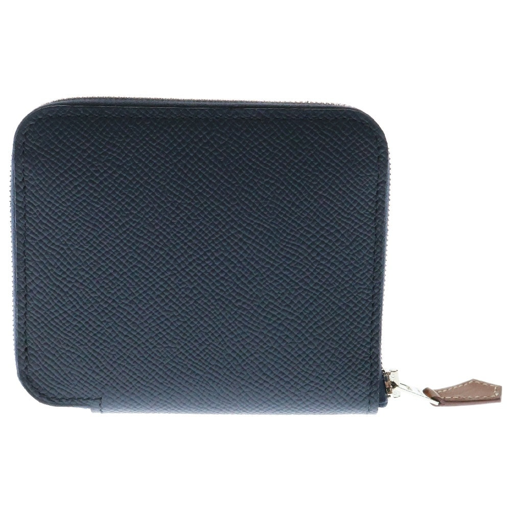 HERMES(エルメス) Azap Silk'In Compact アザップ シルクイン ラウンドジップコンパクトウォレット 財布 B刻印 ヴォーエプソン/シルク ブルーインディゴ/ネイビー