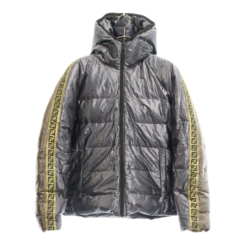 FENDI(フェンディ) FF LOGO REVERSIBLE PUFFER JACKET FAA659 A9Q3 ズッカ柄 リバーシブル パファージャケット アウター ダークグレー/ダークゴールド