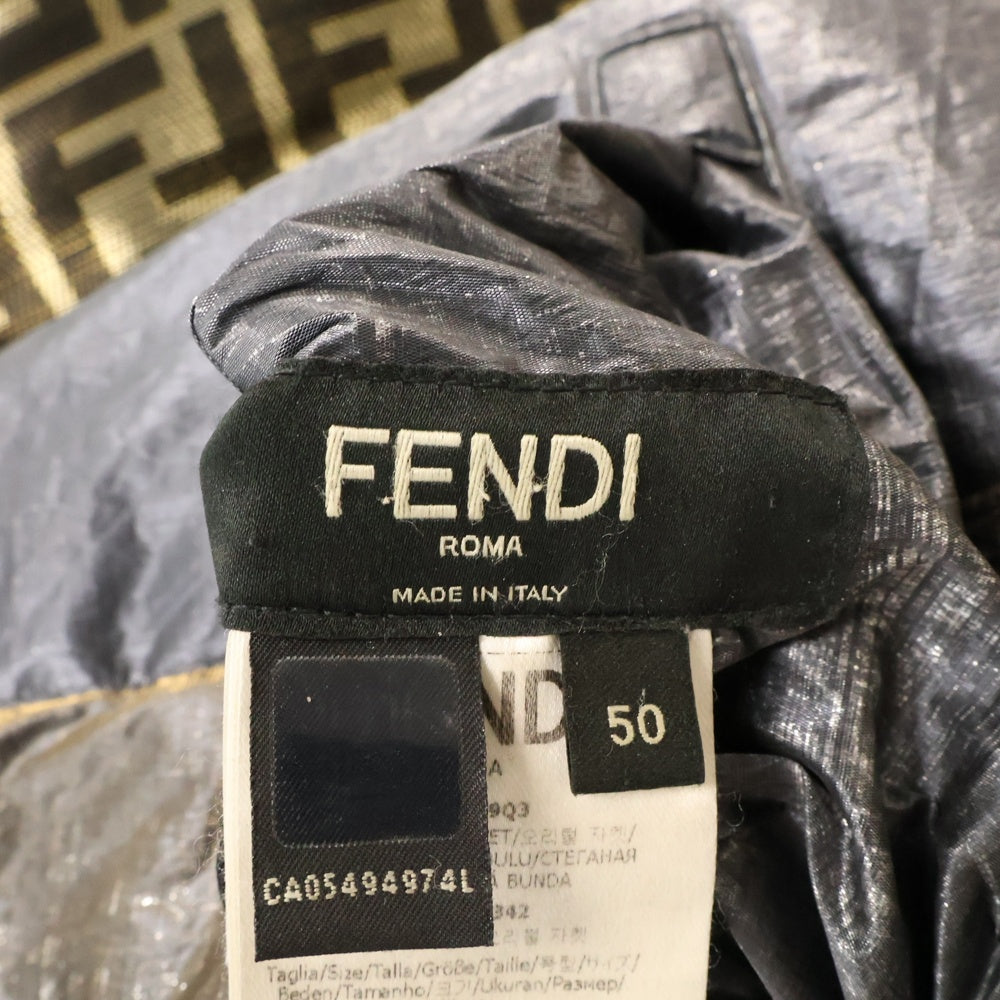 FENDI(フェンディ) FF LOGO REVERSIBLE PUFFER JACKET FAA659 A9Q3 ズッカ柄 リバーシブル パファージャケット アウター ダークグレー/ダークゴールド