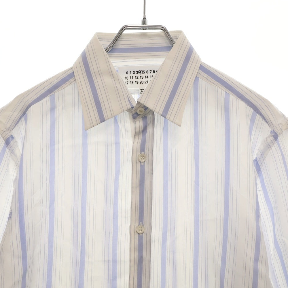 Maison Margiela(メゾンマルジェラ) 21SS ポプリンストライプ長袖シャツ ブラウス S51DL0360 S53682 ホワイト/ブルー レディース