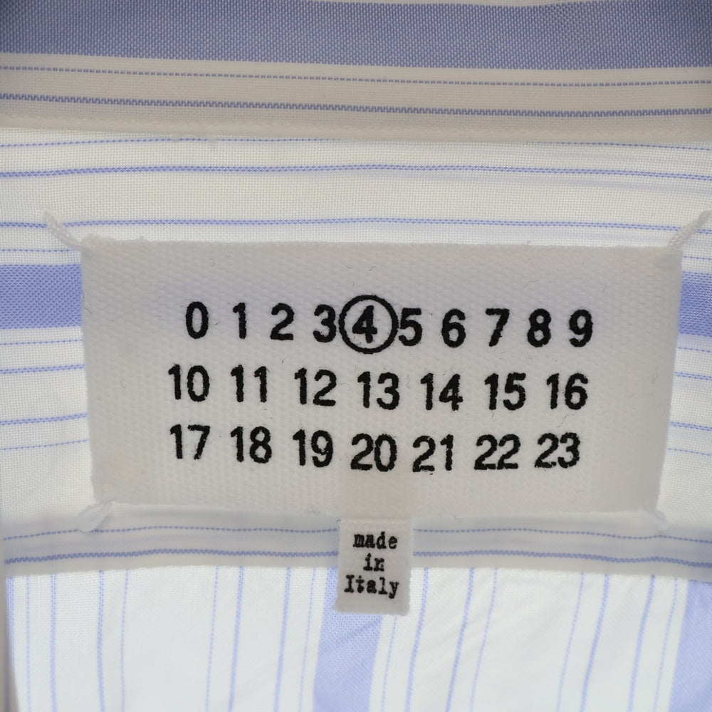 Maison Margiela(メゾンマルジェラ) 21SS ポプリンストライプ長袖シャツ ブラウス S51DL0360 S53682 ホワイト/ブルー レディース