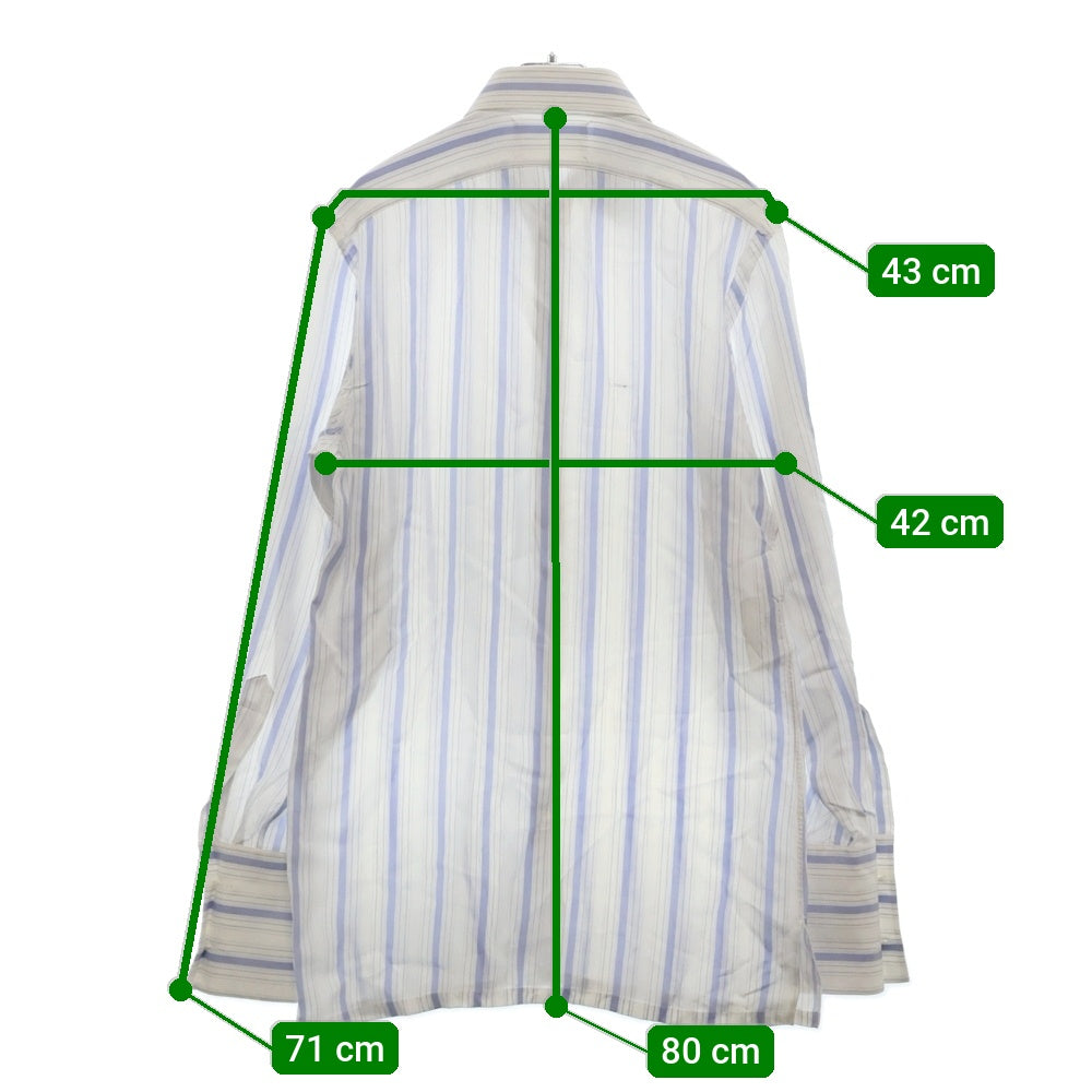 Maison Margiela(メゾンマルジェラ) 21SS ポプリンストライプ長袖シャツ ブラウス S51DL0360 S53682 ホワイト/ブルー レディース