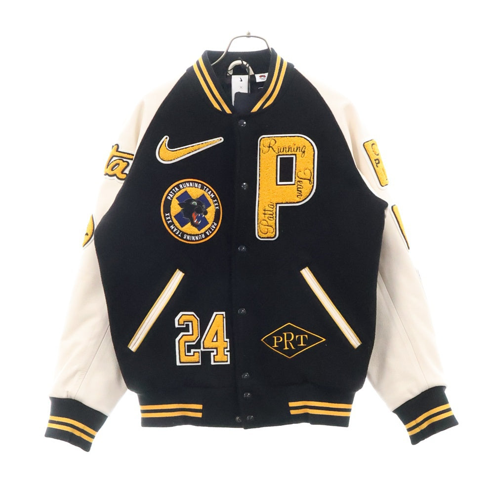 NIKE(ナイキ) ×PATTA VARSITY JACKET パタ バーシティジャケット スタジャン FJ3107-010 ブラック/ホワイト/イエロー