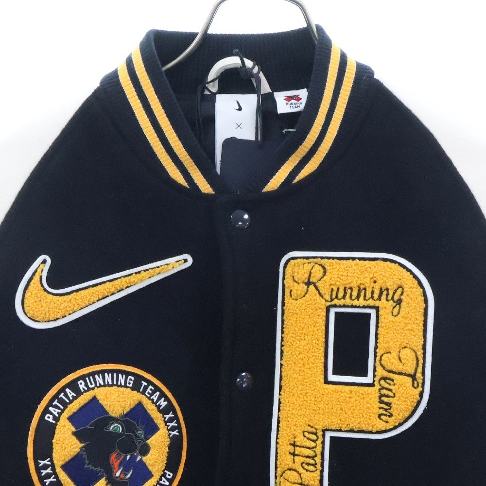 NIKE(ナイキ) ×PATTA VARSITY JACKET パタ バーシティジャケット スタジャン FJ3107-010 ブラック/ホワイト/イエロー