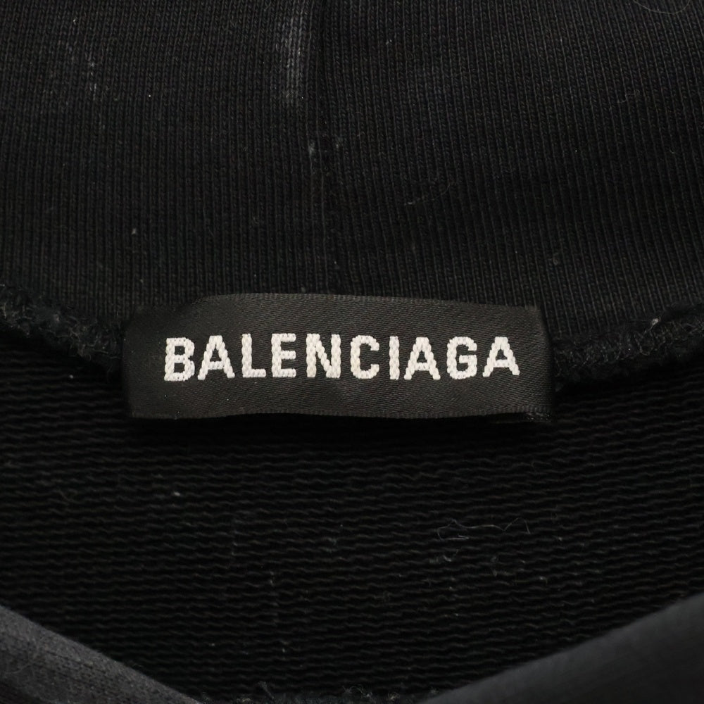 BALENCIAGA(バレンシアガ) 20SS Uniform Credit Card Logo Hoodie ユニフォームクレジットカードロゴプリント プルオーバーフーディパーカー 620973 TIV80 ブラック